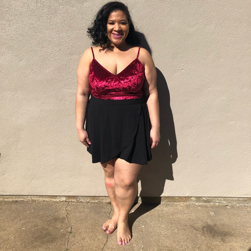 Plus size velvet body suit